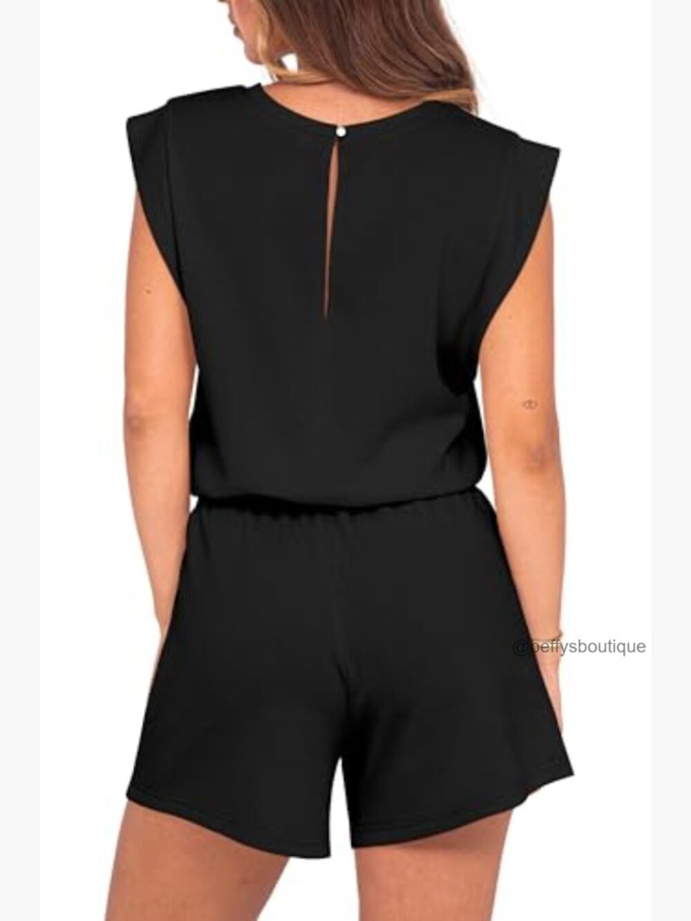 Cap Sleeve Drawstring Waist Lounge Romper With Pockets View 3